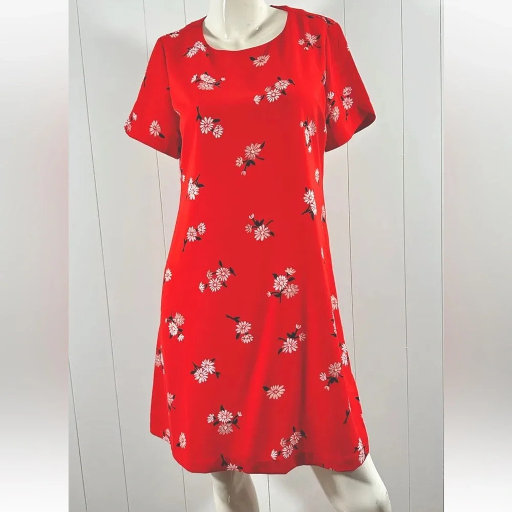 NWT Old Navy Women’s Orange Floral Short Sleeve Dress Back Zip Sz M